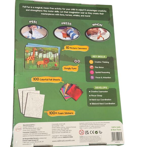 Foil Fun World of Animals Craft Kit Kids Ages 4–9 New Sealed Stickers Canvasses - Picture 2 of 3